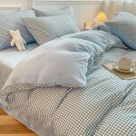 Housse de couettes parure de lit 4 pi�ces 200x 230cm ensemble de literie avec 2 taies doreillers et 1 ...