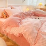 Housse de couettes parure de lit 4 pi�ces 200x 230cm ensemble de literie avec 2 taies doreillers et 1 ...