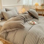 Housse de couettes parure de lit 4 pi�ces 200x 230cm ensemble de literie avec 2 taies doreillers et 1 ...