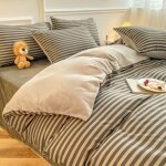 Housse de couettes parure de lit 4 pi�ces 200x 230cm ensemble de literie avec 2 taies doreillers et 1 ...