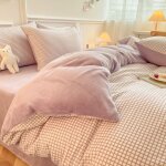 Housse de couettes parure de lit 4 pi�ces 200x 230cm ensemble de literie avec 2 taies doreillers et 1 ...