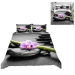 Housse de couette pierre zen orchid�e parure de lit 2 personnes 3d motif luxueuse microfibre adulte housse ...