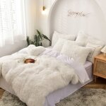 Housse de couette � poils longs en peluche 220 * 240 ultra douce en velours cristal housse de couette ...
