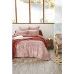 Housse de couette r�versible 140 x 200 vickie terracotta ? gaze de coton vichy & uni boutons bois