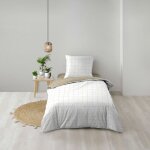 Housse de couette r�versible cadria 140 x 200 cm ? 100% coton 57 fils / cm� motif carreaux beige / blanc ...