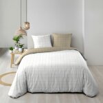 Housse de couette r�versible cadria 240 x 220 cm - 100% coton 57 fils + 2 taies (beige / blanc)