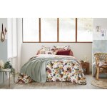 Housse de couette r�versible l�ane 240 x 220 cm ? double gaze de coton rose p�che imprim� floral