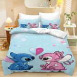 Housse de couette stitch 220x240 3d imprim en microfibre parure de lit stitch 3 pices stitch avec 2 ...