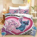 Housse de couette stitch 220x240 cm avec 2 taies doreiller 65x65 cm - ensembles de housses de couette ...