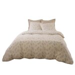 Housse de couette + taies - liveo - 220x240 cm - gaze de coton - motif feuillage bleu