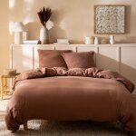 Housse de couette unie 100% coton - matt & rose - gaze de coton - coloris chocolat - 140x200 cm