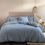 Housse de couette unie en lin - matt & rose - passion lin - bleu orage - 260x240 cm