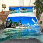 Housse de couette220x240cm parure de lit 3d imprim beau paysage de bord de mer avec housse couette avec ...