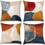 Housse de cousin boho 45x45 mid century abstrait taie doreiller gomtrique minimalist art lin taie doreiller ...