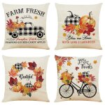 Housses de coussin 45x45 design automne jaune et orange lot de 4 feuilles dores dcoration moderne et ...
