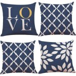 Housses de coussin bleu et blanc housse de coussin 18 x 18 polyester doux carré taie doreiller décorative ... Housses de coussin bleu et blanc housse de coussin 18 x 18 polyester doux carré taie doreiller décorative ...