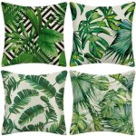 Housse de coussin - rnemitery - lot de 4 - imperm�able - 45x45 cm - motif tropical
