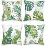 Housse de coussin feuilles tropicales 45x45 feuille de palmier vert dcoratif taie doreiller pour canap ...
