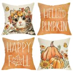 Housse de coussin - gigicial - automne - multicolore - 45x45 cm - rayures joyeuses