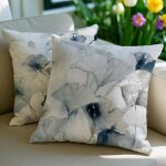 Housses coussin imperm�ables 50x50 cm lot de 2 avec motifs fleurs abstraites peinture encre adapt� pour ...