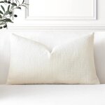 Housse coussin lot 1 en lin canap� taie oreiller couleur pure pour maison salon 50 x 30 cm (lot 1) blanc ...
