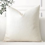 Housse coussin lot 1 en lin canap� taie oreiller couleur pure pour maison salon 55 x 55 cm (lot 1) blanc ...