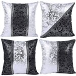 Housse de coussin noire et blanche pour canap� voiture lit d�coration ext�rieure 45 x 45 cm lot de 4