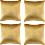 Housse de coussin - yyv - lot de 4 - velours - 45x45 cm - dore - int�rieur