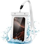 Housse tanche - marque - iphone 16 / 15 / 14 / 13 / 12 / 11 - ipx8 - toucher sensible - blanc
