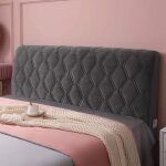 Housse extensible pour t�te de lit et dossier protection antid�rapante pour lit simple lavable (gris ...