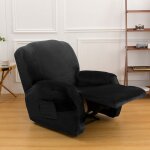 Housse de fauteuil noir velours extensible housse de canap� antid�rapante avec poche lat�rale protege ...