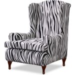 Housse de fauteuils doreille elastique imprime revtement protecteur de meubles - zbre