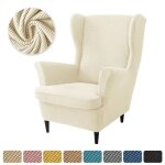 Housse de fauteuil  oreilles extensible 2 - pices?couleur unie jacquard paissir housse de fauteuil ...
