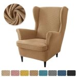 Housse de fauteuil  oreilles extensible 2 - pices?couleur unie jacquard paissir housse de fauteuil ...