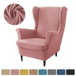 Housse de fauteuil  oreilles extensible 2 - pices?couleur unie jacquard paissir housse de fauteuil ...