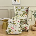 Housse de fauteuil à oreilles extensible 2 pièces couverture de fauteuil avec housse de coussin en t ... Housse de fauteuil à oreilles extensible 2 pièces couverture de fauteuil avec housse de coussin en t ...