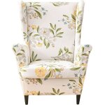 Housse de fauteuil à oreilles?version imprimée - fleurs beiges Housse de fauteuil à oreilles?version imprimée - fleurs beiges