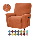 Housses de fauteuils relax 1 places jacquard  carreaux extensible housse pour canap relax couleur orange ...
