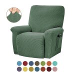 Housses de fauteuils relax 1 places jacquard  carreaux extensible housse pour canap relax gris vert ...