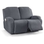 Housse de fauteuil relax extensible 2 place couverture de chaise canap relax avec pochegris fonc