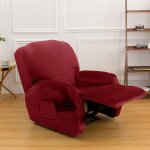 Housse de fauteuil rouge velours extensible housse de canap� antid�rapante avec poche lat�rale protege ...