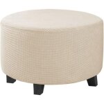 Housse ottomane rond housses de pouf extensible jacquard housse de repose - pieds protecteur de meubles ...