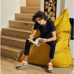 Housse pour pouf g�ant xxl 180x140cm int�rieur et ext�rieur - jaune miel