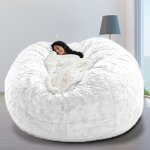 Housse de pouf moelleux pour adulte (sans rembourrage) blanc 180 x 90 cm