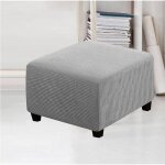 Housse de protection - housse extensible - tissu �lasthanne - gris - pour pouf carr�