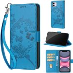 Housse protection pour iphone 11 6. 1 mat�riau en cuir pu coque avec fentes pour cartes �tui motif gaufr� ...