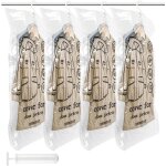 Housse de rangement sous vide 4 pi�ces sacs de rangement sous videuspendus pour v�tement 110x70cm housse ...