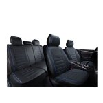 Housses de si�ge en similicuir noir bord bleu qualit� de luxe respirant rembourr� ensemble complet 9pcs ...