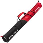 Housse pour skis déperlante sac à skis et bâtons pour 1 paire 180 cm rouge - noir Housse pour skis déperlante sac à skis et bâtons pour 1 paire 180 cm rouge - noir