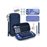 Housse de transport pour switch lite ? kit 14 en 1 avec coque film �cran gripsticks et pendentif ? bleu ...